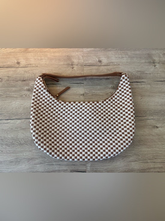 Handbags - Woven Checkered Hobo Bag